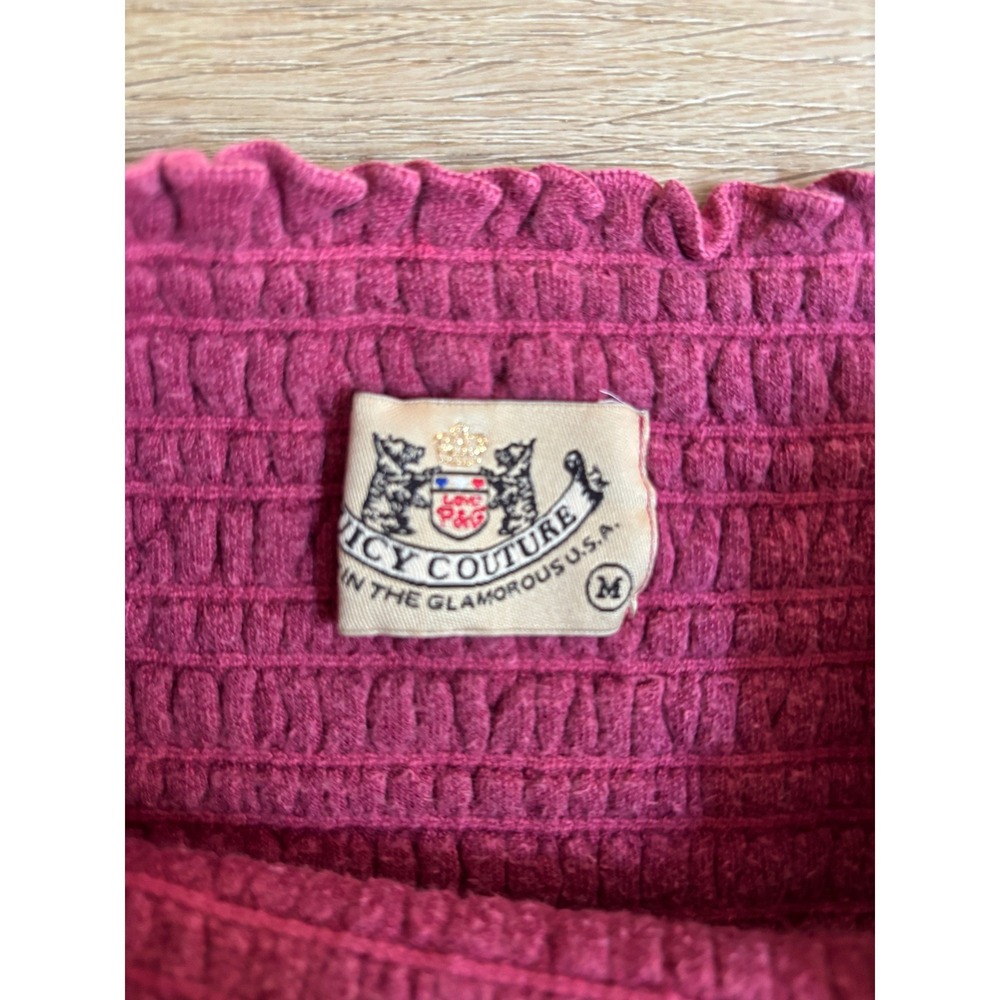 Vtg. Juicy Couture Burgundy Pink Velour Strapless Mini Dress Womens Medium Y2K - Picture 5 of 10